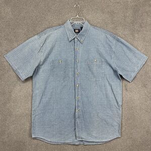 Faded Glory Shirt Mens XL Blue Plaid Button Down Short Sleeve Workwear‎ Cotton